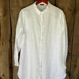 Long White Linen Beach cover up/tunic by Rebecca Elliot